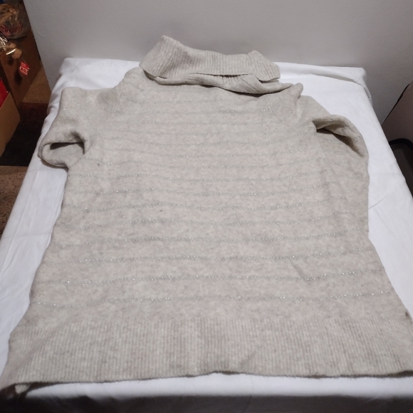 Style & Co Tan and Silver striped Cowl Neck Sweater - Picture 8 of 12